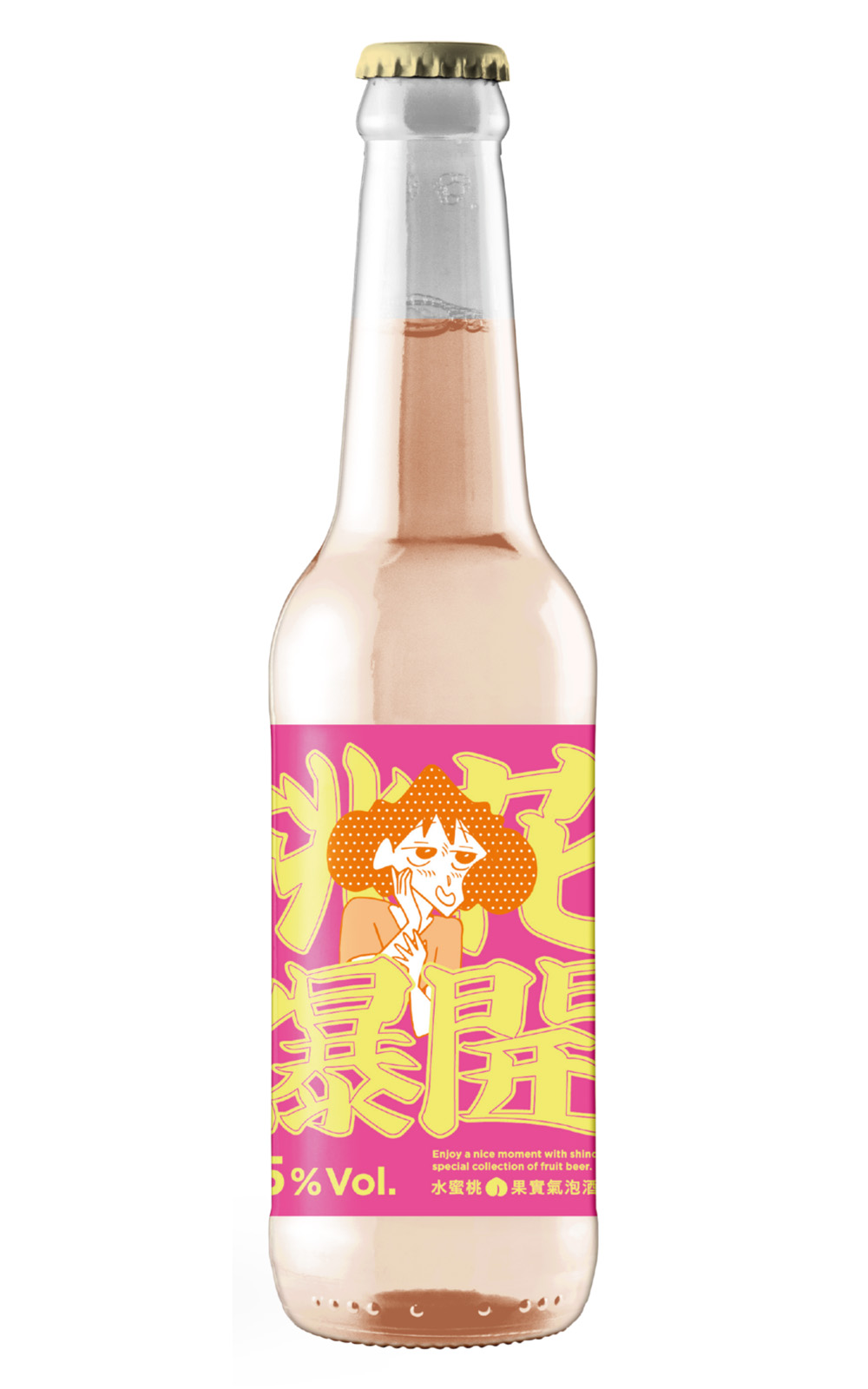 Taiwan Head Brewers Crayon ShinChan 桃花爆開 水蜜桃果實氣泡酒 啤酒頭釀造 蠟筆小新聯名系列 桃花爆開 水蜜桃果實氣泡酒