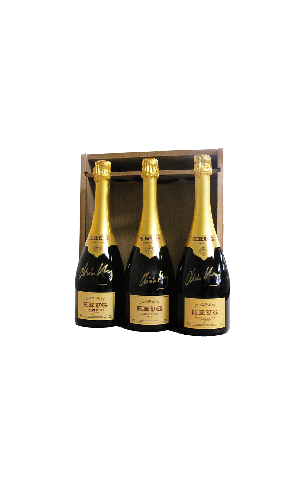 Krug Champagne Grande Cuvée Brut Set 750ml 3 with Wood Box NV 庫克香檳 偉大經典 不甜香檳 750ml 3 簽名木盒組