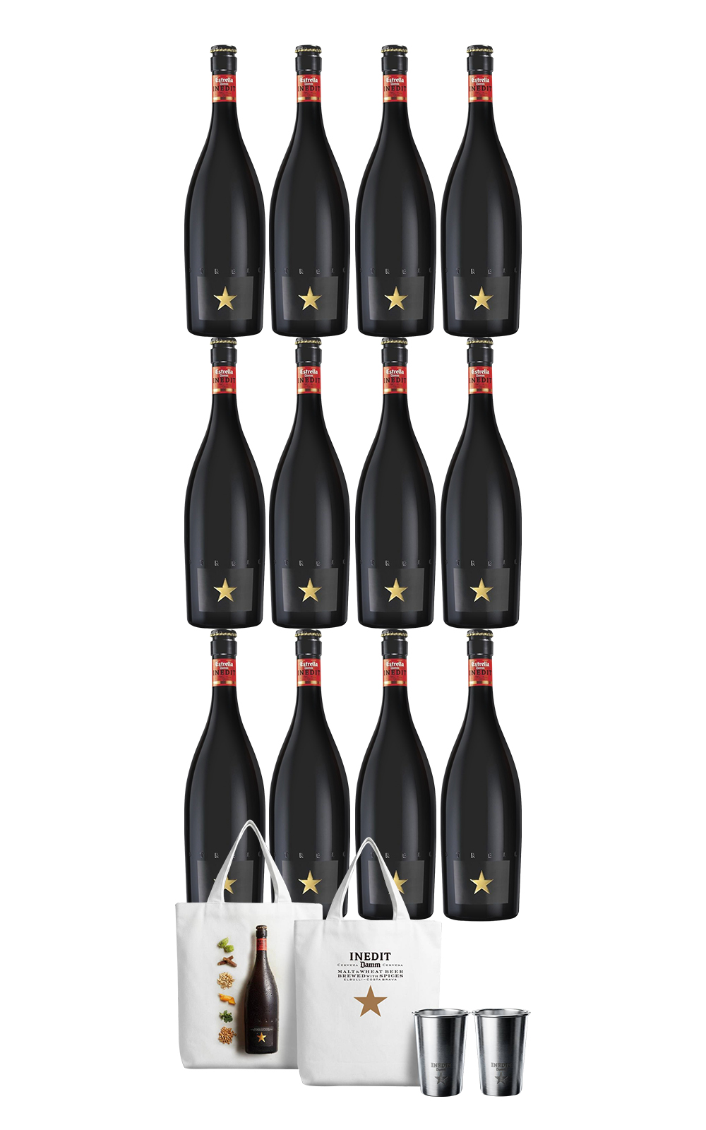 Estrella Damm Inedit Set 750ml 12 bag 1 cup 2 金星啤酒廠 頂級香檳啤酒 夏日套組 750ml 12 金星時尚保冷袋 1 金星鋼杯 2
