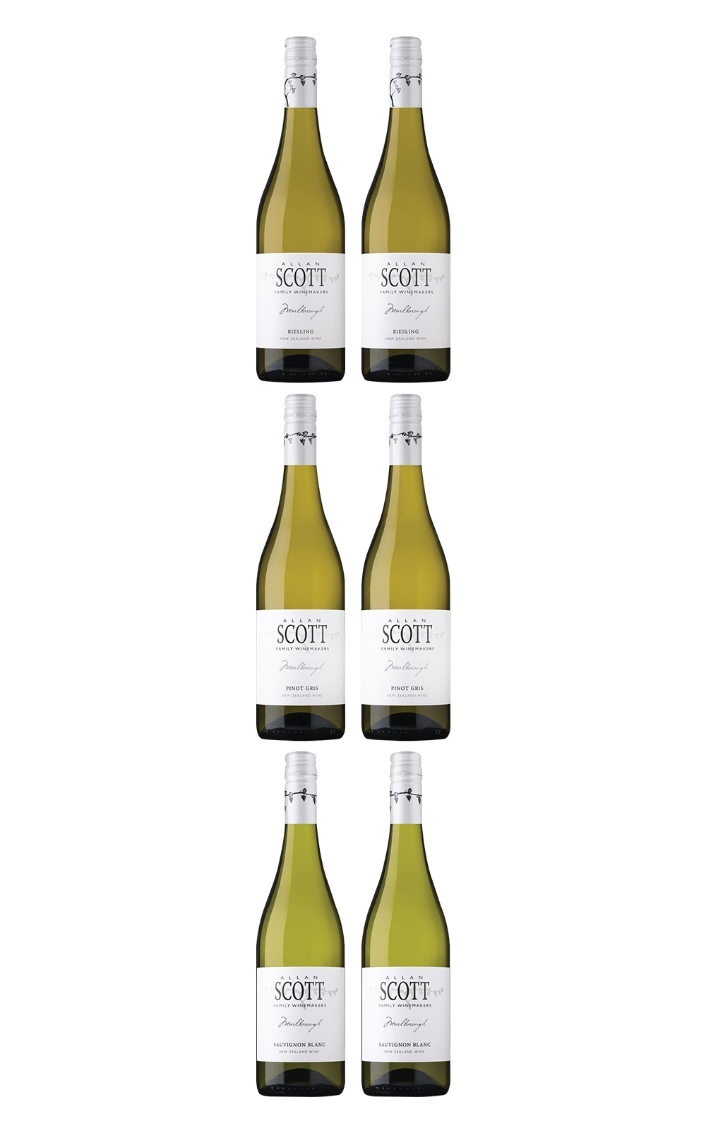 Allan Scott Family Winemakers Marlborough Pinot Gris Sauvignon Blanc Riesling Set 750ml 6 2024 艾倫 史考特酒莊 馬爾堡白酒套組 750ml 6