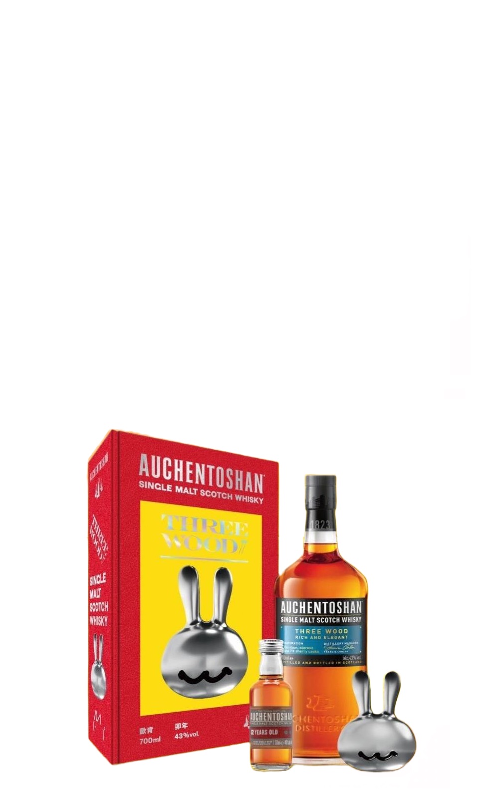 Auchentoshan Three Wood Single Malt Scotch Whisky 2023 Gift Box 歐肯蒸餾廠 三桶單一麥芽蘇格蘭威士忌 2023兔年禮盒