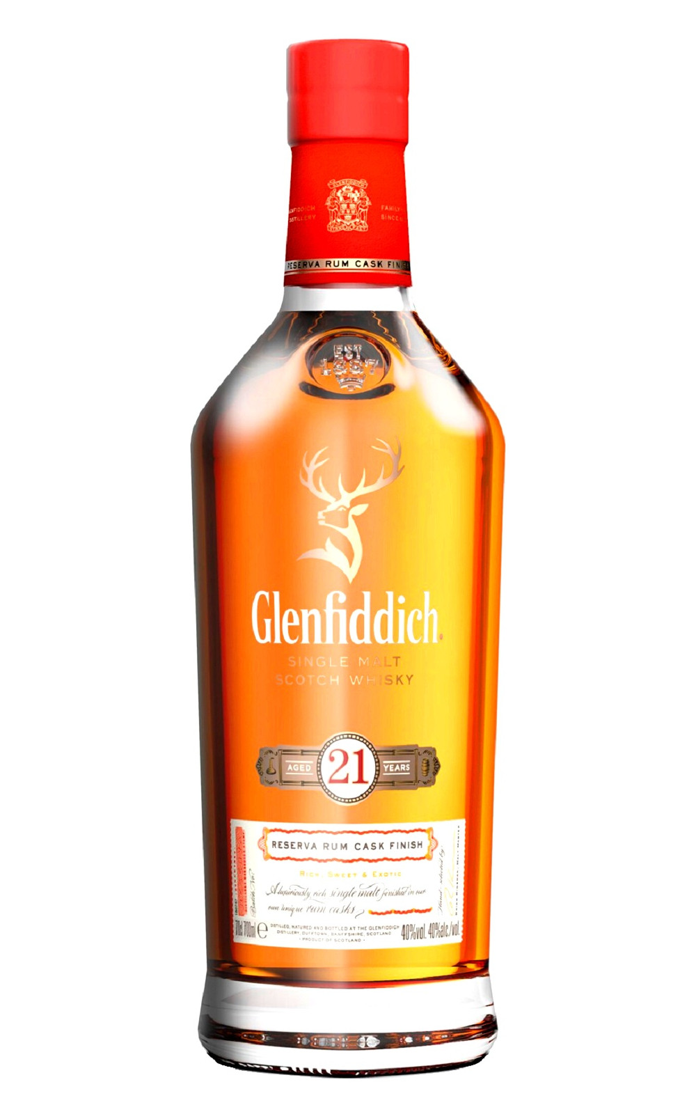 Glenfiddich Reserva Rum Cask Finish Aged 21 Years Single Malt Scotch Whisky 格蘭菲迪蒸餾廠 蘭姆桶21年 單一麥芽蘇格蘭威士忌