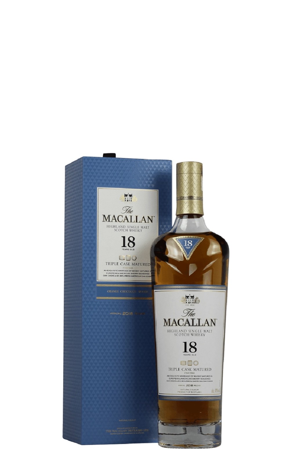 Macallan Triple Cask Matured 18 Years Old Highland Single Malt Scotch Whisky 2018 Release 麥卡倫蒸餾廠 黃金三桶系列 18年單一麥芽蘇格蘭威士忌 2018版
