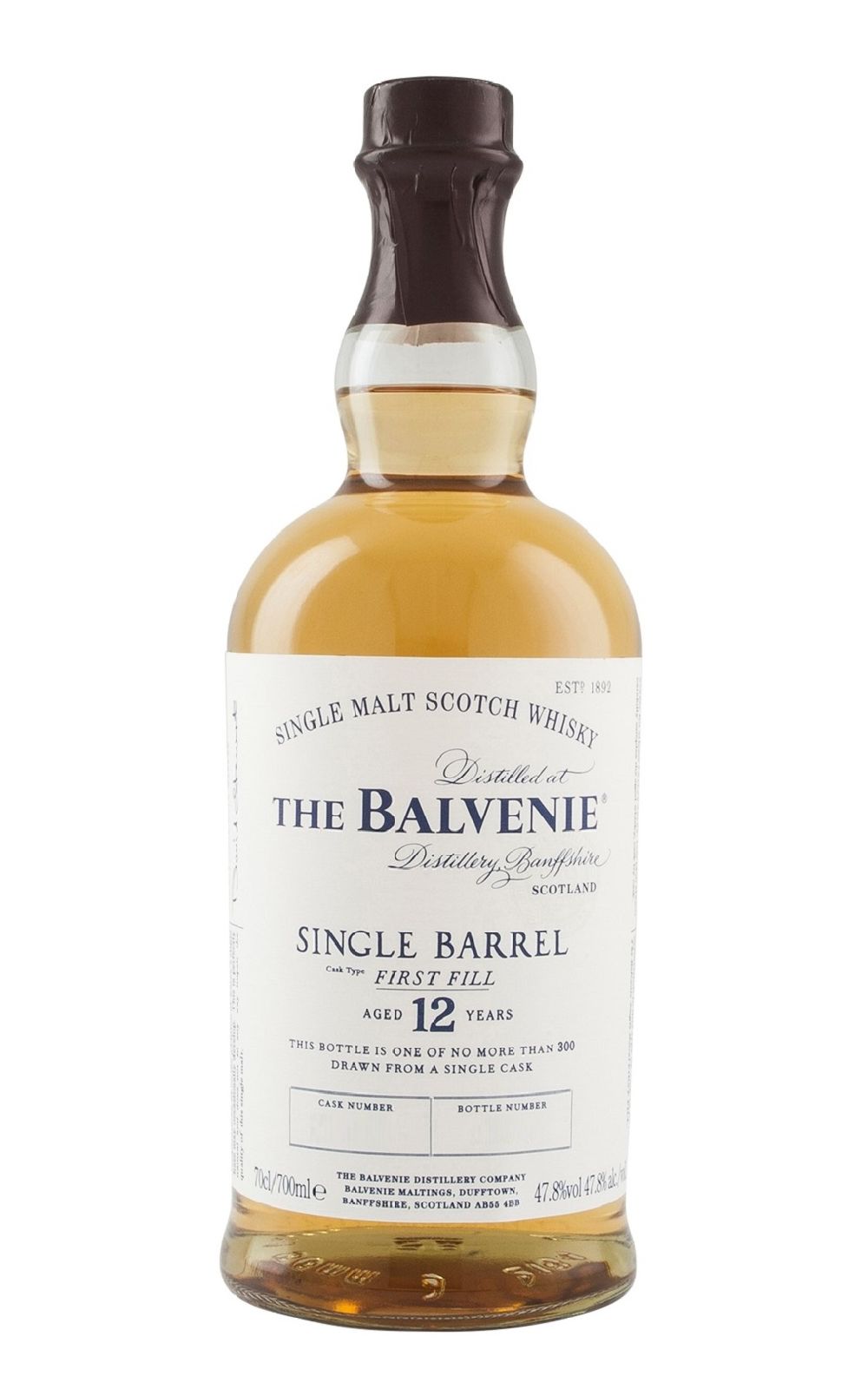 The Balvenie Single Barrel First Fill Aged 12 Years Single Malt Scotch Whisky 百富蒸餾廠 單桶系列 初填桶12年 單一麥芽蘇格蘭威士忌