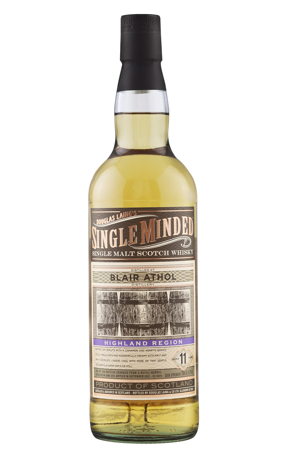 Douglas Laing Co Single Minded Blair Athol Aged 11 Years Cask Strength Highland Single Malt Scotch Whisky 道格拉斯 蘭恩獨立裝瓶廠 極致系列 布萊爾阿蘇 11年 高地單一麥芽蘇格蘭威士忌原酒