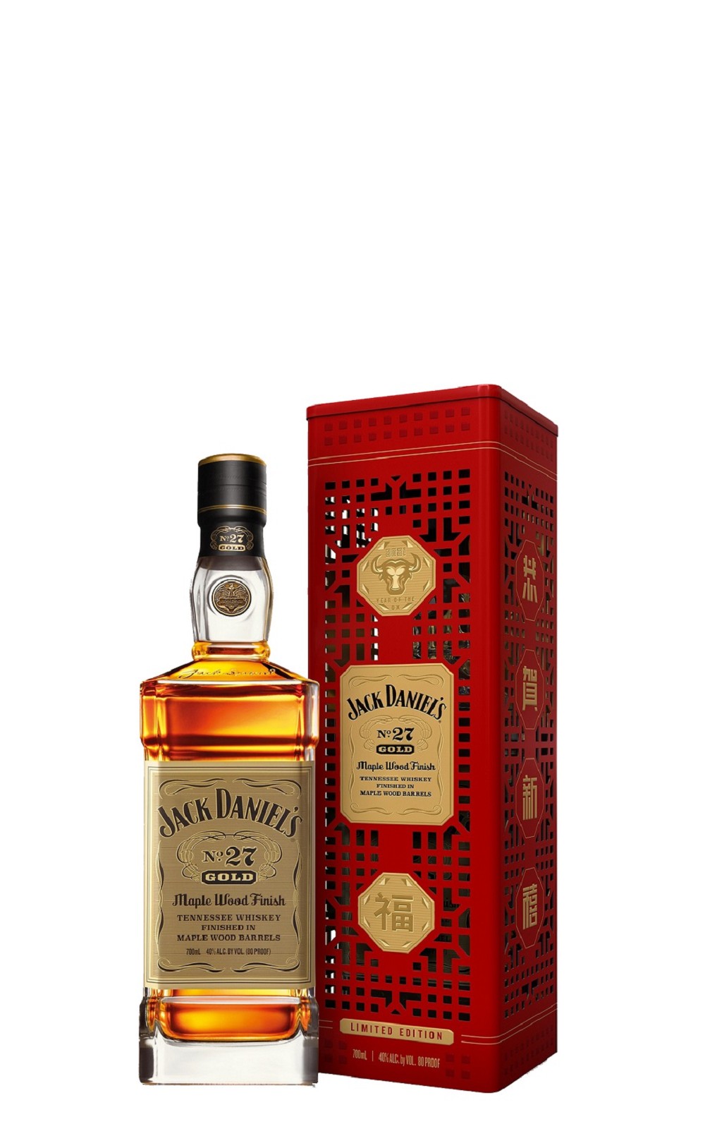 Jack Daniel s No 27 Gold Maple Wood Finish Tennessee Whiskey CNY Gift Box 傑克丹尼蒸餾廠 黃金27號 田納西威士忌 牛年限定版