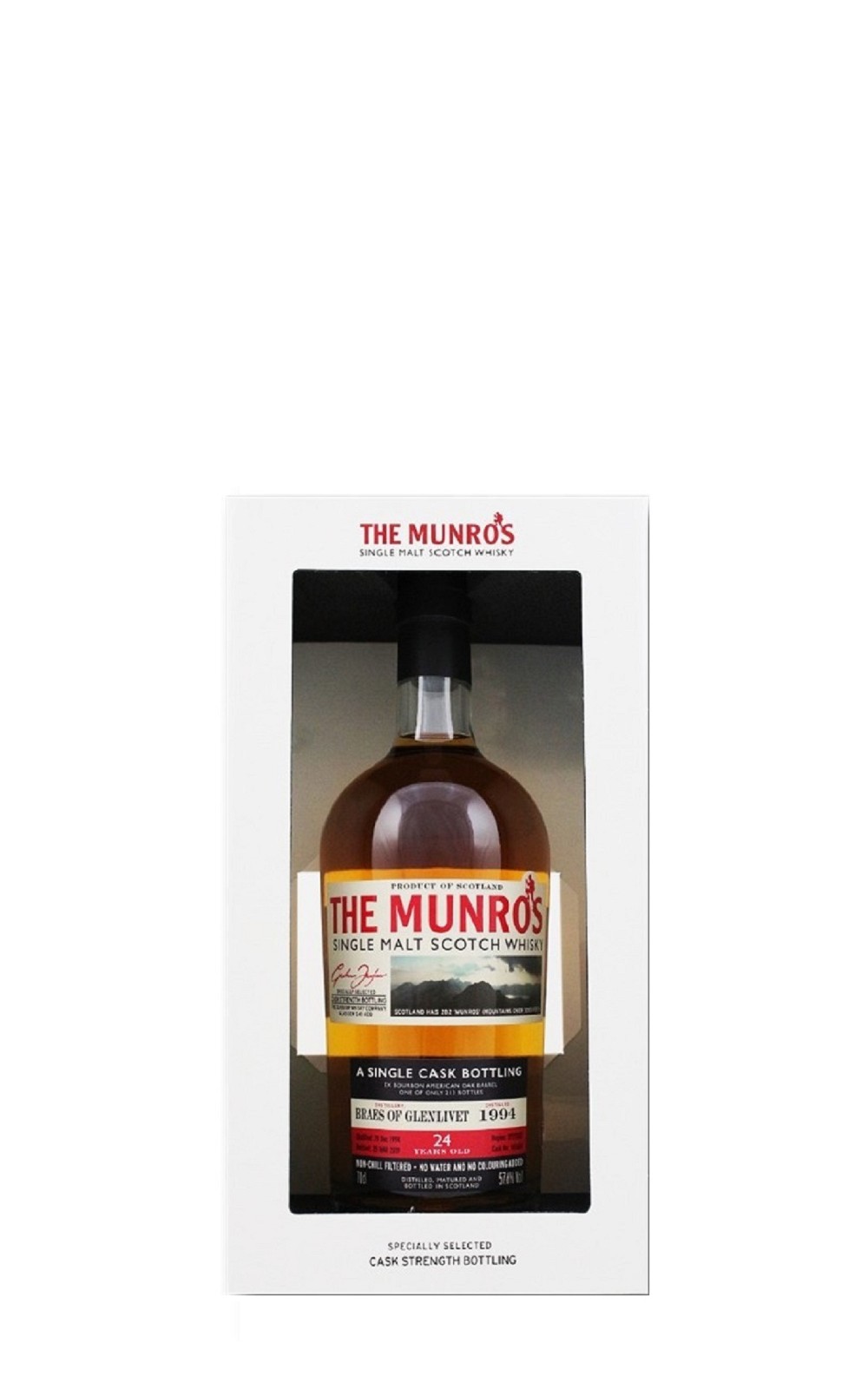 Glasgow Whisky The Munros 1994 Braes of Glenlivet 24 Years Old Single Malt Scotch Whisky 格拉斯哥威士忌獨立裝瓶廠 莫麗斯系列 格蘭布拉弗 1994 24單一麥芽蘇格蘭威士忌