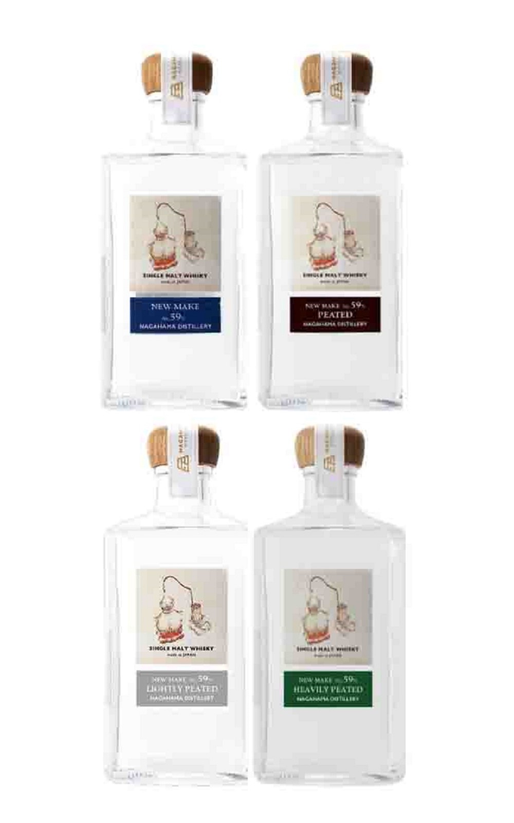 Nagahama Distillery New Make 4 Bottles Set 長濱蒸餾所 新酒四入套組 500ml 4