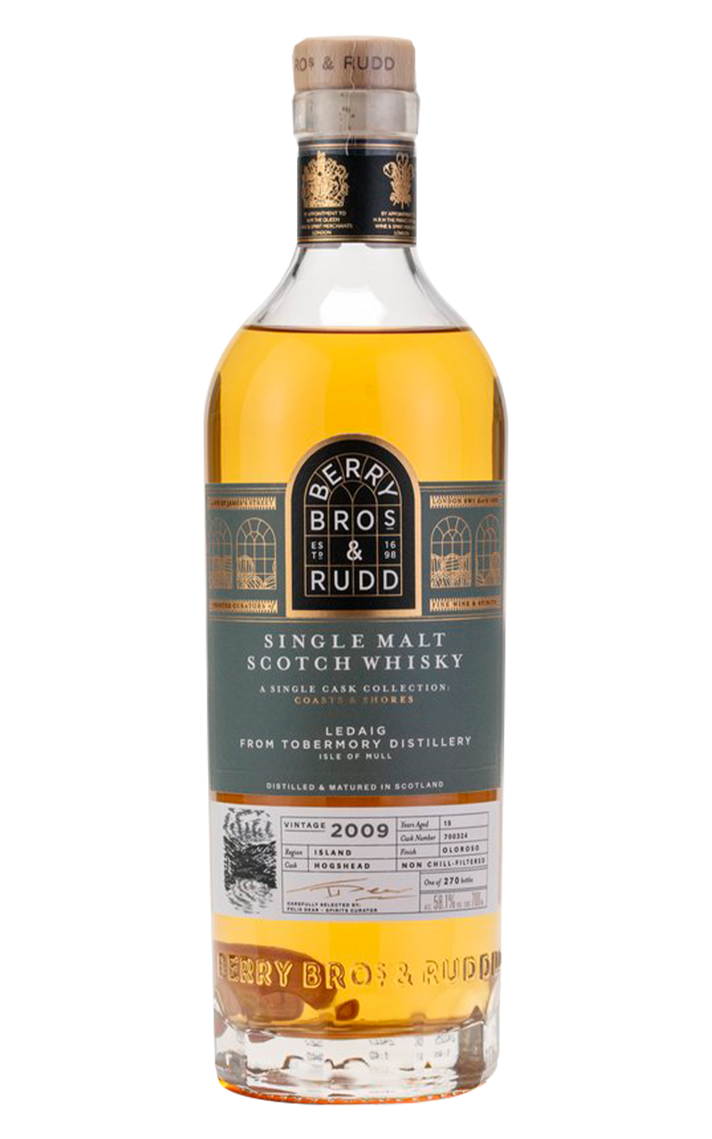 Berry Bros Rudd A Single Cask Collection Coasts Shores Ledaig 2009 Single Malt Scotch Whisky 貝瑞兄弟與洛德 單桶系列 里爵 2009 單一麥芽蘇格蘭威士忌