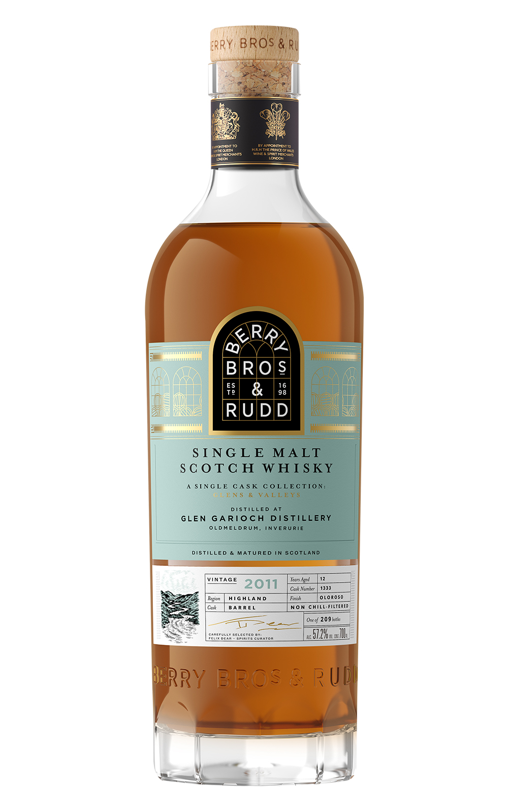Berry Bros Rudd A Single Cask Collection Glens Valleys Glen Garioch 2011 1333 Single Malt Scotch Whisky 貝瑞兄弟與洛德 單桶系列 格蘭蓋瑞 2011 1333 單一麥芽蘇格蘭威士忌