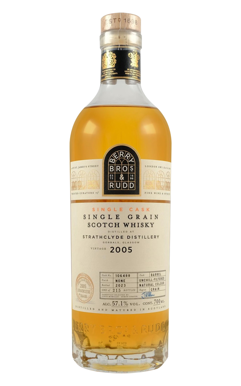 Berry Bros Rudd Single Cask Strathclyde 2005 106488 Single Grain Scotch Whisky 貝瑞兄弟與洛德 單桶系列 史拉斯克德 2005 106488 單一穀物蘇格蘭威士忌