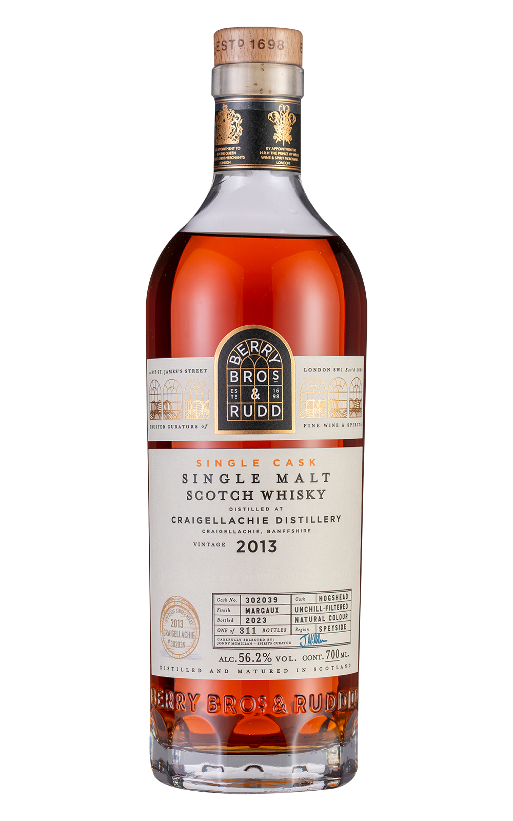 Berry Bros Rudd Single Cask Craigellachie 2013 302039 Single Malt Scotch Whisky 貝瑞兄弟與洛德 單桶系列 魁列奇 2013 302039 單一麥芽蘇格蘭威士忌