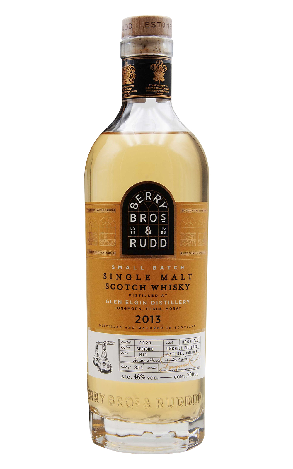 Berry Bros Rudd Small Batch Glen Elgin 2013 Single Malt Scotch Whisky 貝瑞兄弟與洛德 小批次系列 格蘭愛琴 2013 單一麥芽蘇格蘭威士忌