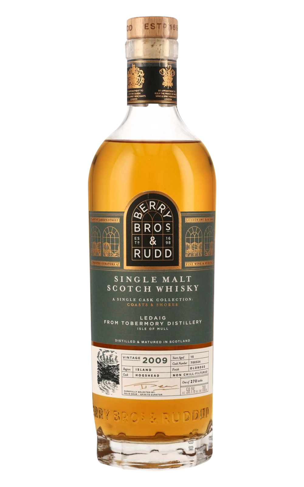 Berry Bros Rudd A Single Cask Collection Coasts Shores Ledaig 2009 700324 Single Malt Scotch Whisky 貝瑞兄弟與洛德 單桶系列 里爵 2009 700324 單一麥芽蘇格蘭威士忌
