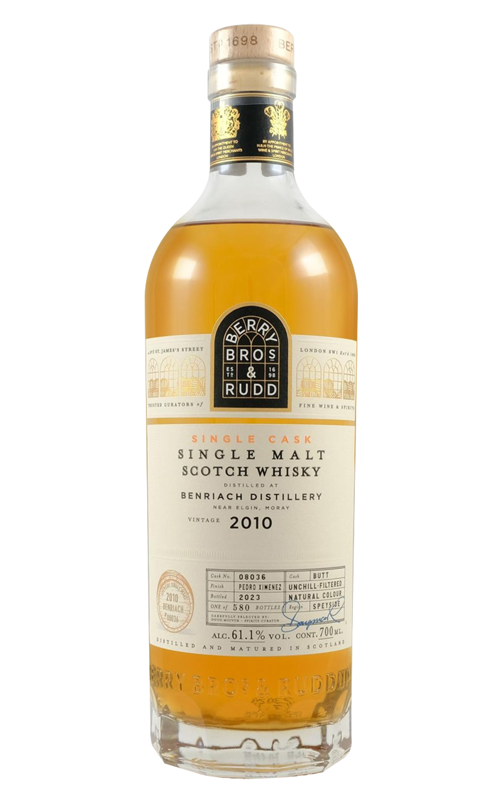Berry Bros Rudd Single Cask Benriach 2010 08036 Single Malt Scotch Whisky 貝瑞兄弟與洛德 單桶系列 班瑞克 2010 08036 單一麥芽蘇格蘭威士忌