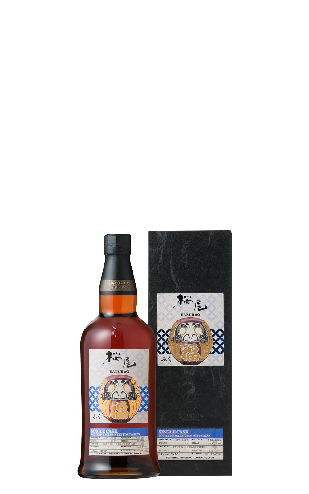 Sakurao Distillery Sakurao 2020 Single Cask 7777 Port Wine Cask Finish Single Malt Japanese Whisky 綠芽酒藏十週年紀念達摩標 櫻尾蒸餾廠 櫻尾 2020 單桶 7777 波特桶 單一麥芽日本威士忌 綠芽酒藏十週年紀念達摩標