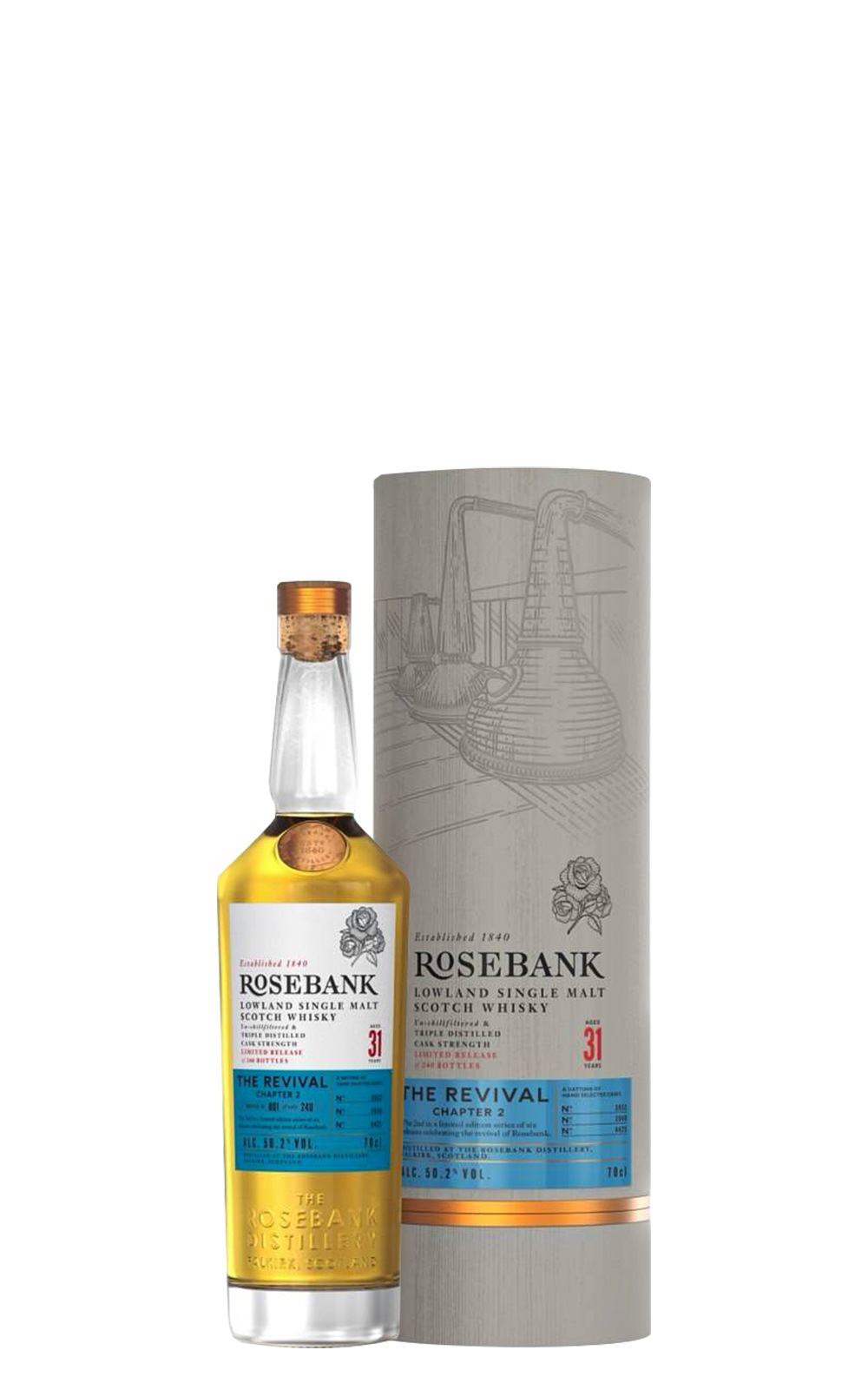 Rosebank Distillery The Revival Chapter 2 Aged 31 Years Cask Strength Lowland Single Malt Scotch Whisky 玫瑰河畔蒸餾廠 盛世系列 第二朵 冉起 31 年單一麥芽蘇格蘭威士忌原酒