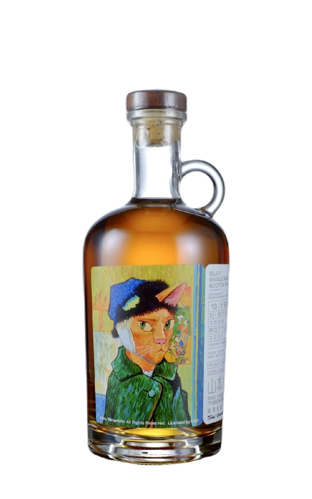 The Whiskyfind Meowseum The Self Pawtrait with Bandaged Ear Bunnahabhain 2008 13 Years Single Malt Scotch Whisky 威士忌坊 猫美術館典藏系列 耳朵受傷的貓 布納哈本2008 13年單一麥芽蘇格蘭威士忌