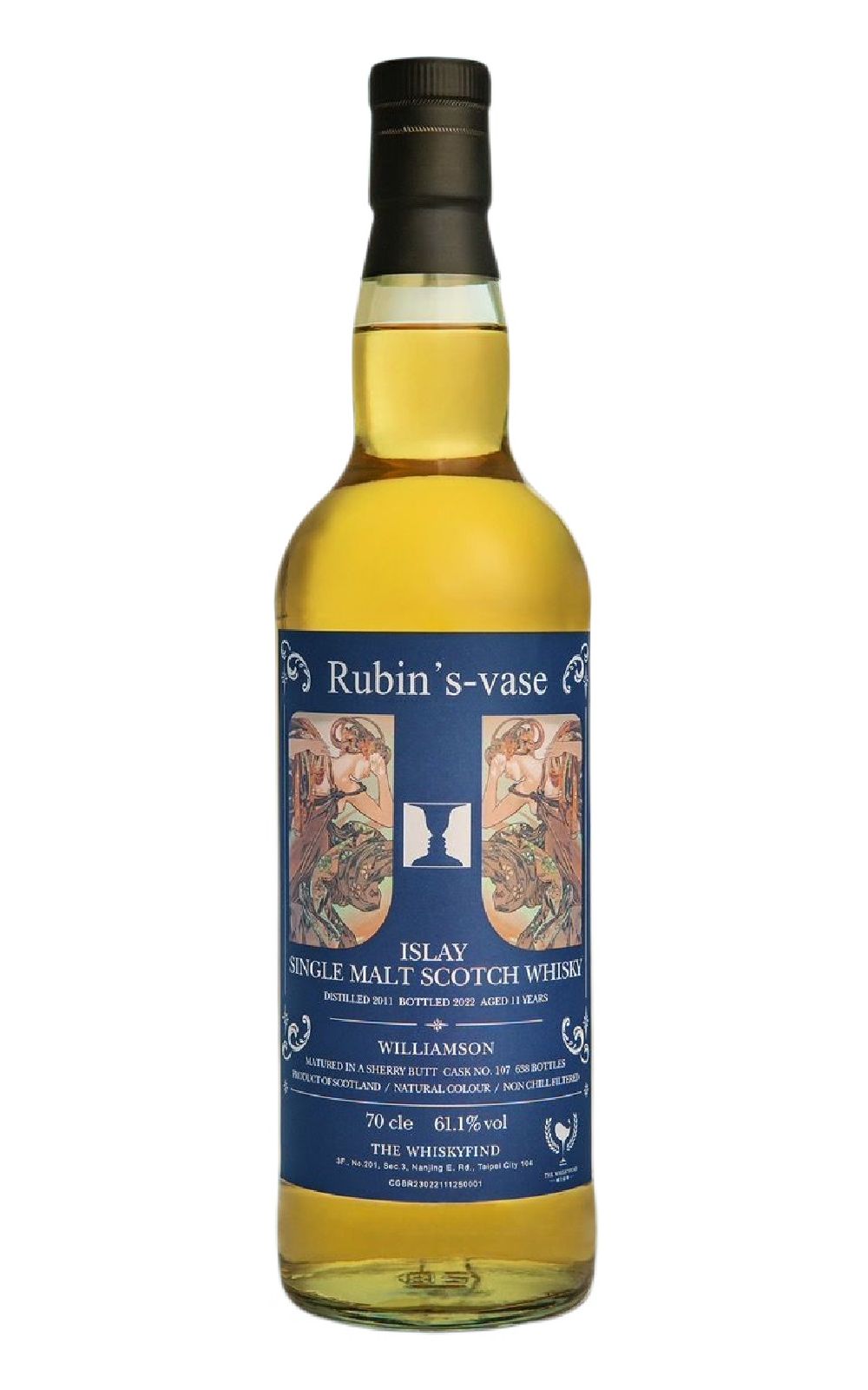 The Whiskyfind Bar Talk Rubin s Vase Williamson 2011 Aged 11 Years Islay Single Malt Scotch Whisky 威士忌坊 日本酒吧職人選桶系列 Rubin s Vase Williamson 2011 11年艾雷島 單一麥芽蘇格蘭威士忌