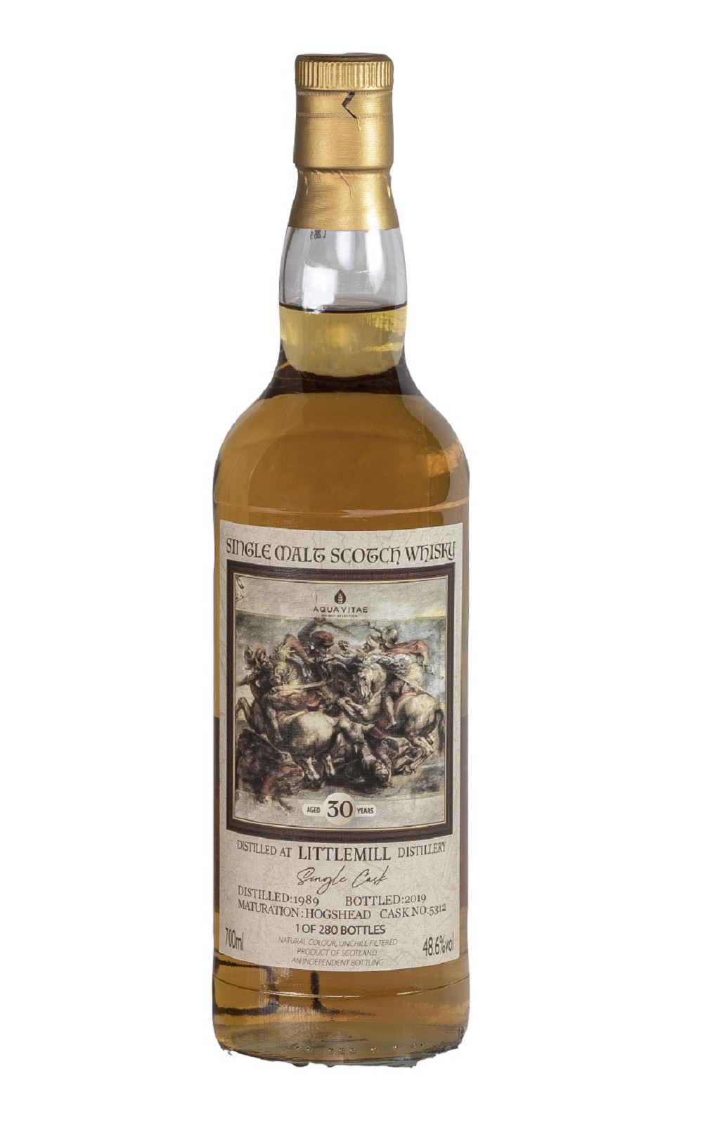 Aqua Vitae Whisky Selection The Renaissance The Battle of Anghiari Littlemill 1989 Aged 30 Years Single Malt Scotch Whisky 生命之泉裝瓶廠 文藝復興之戰系列 達文西 安吉阿里之戰 小磨坊 1989 30年單一麥芽蘇格蘭威士忌