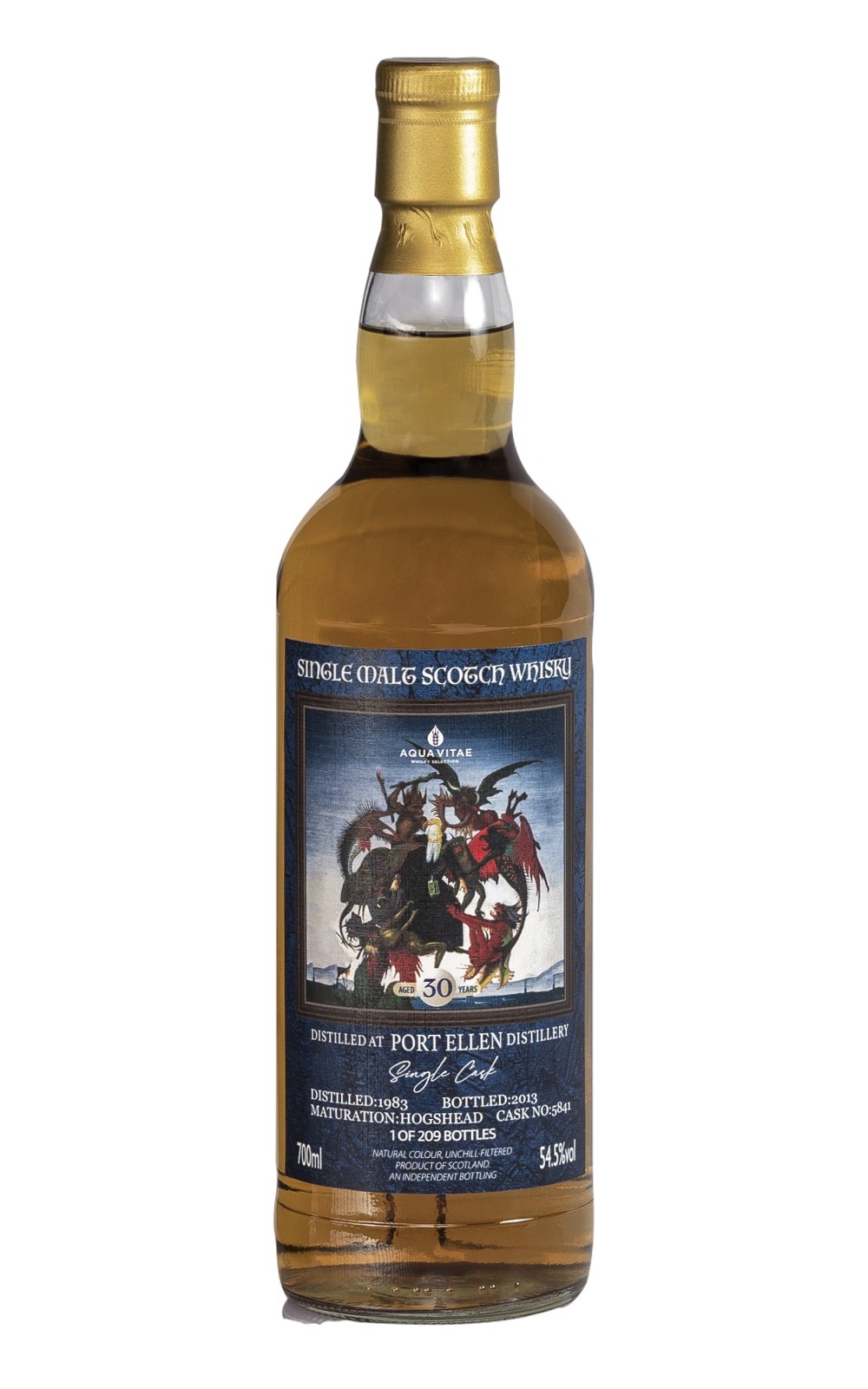 Aqua Vitae Whisky Selection The Renaissance Port Ellen 1983 Aged 30 Years Single Malt Scotch Whisky 生命之泉裝瓶廠 文藝復興之戰系列 米開朗基羅 聖安東尼的磨難 波特艾倫 1983 30年單一麥芽蘇格蘭威士忌