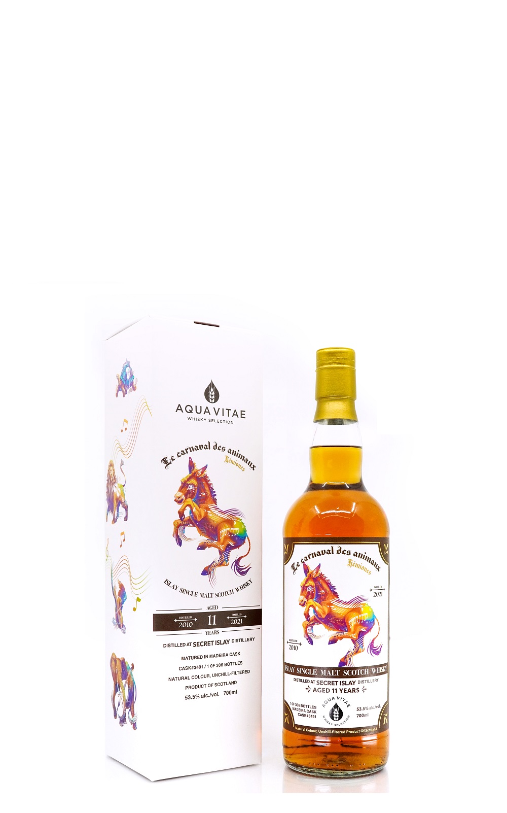 Aqua Vitae Whisky Selection Le carnaval des animaux Secret Islay 2010 Aged 11 Years Single Malt Scotch Whisky 生命之泉裝瓶廠 動物狂歡節系列 野驢 神秘艾雷 2010 11年單一麥芽蘇格蘭威士忌