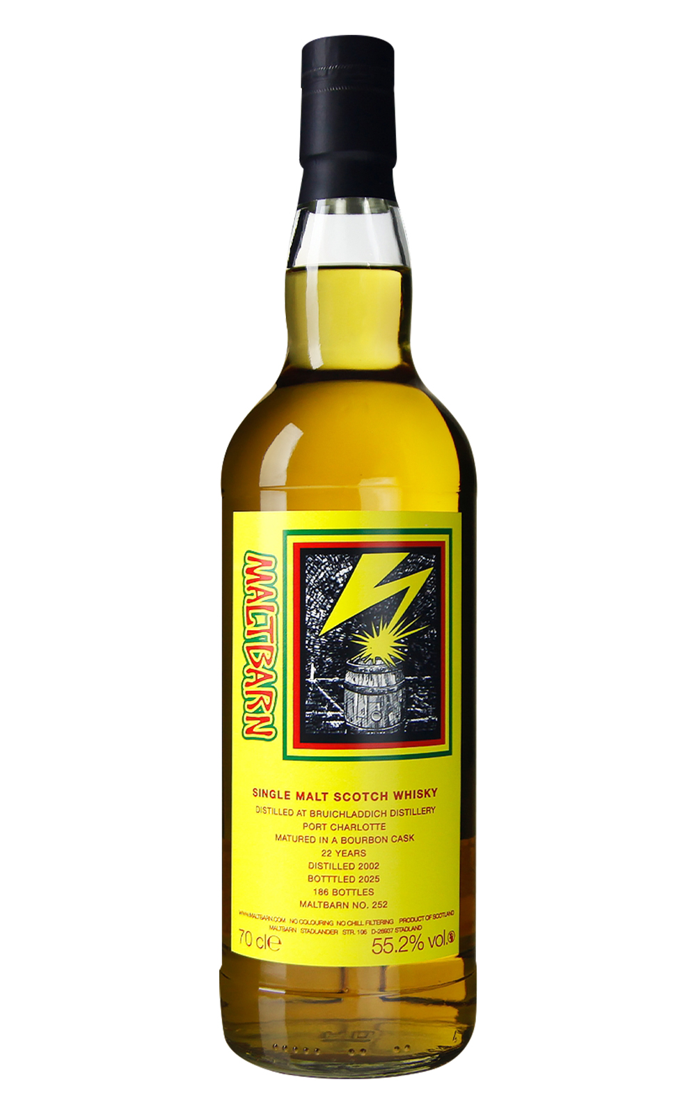 Maltbarn No 252 Bruichladdich Port Charlotte 2002 22 Years Single Malt Scotch Whisky 麥芽穀倉 No 252 布萊迪 2002 22年單一麥芽蘇格蘭威士忌