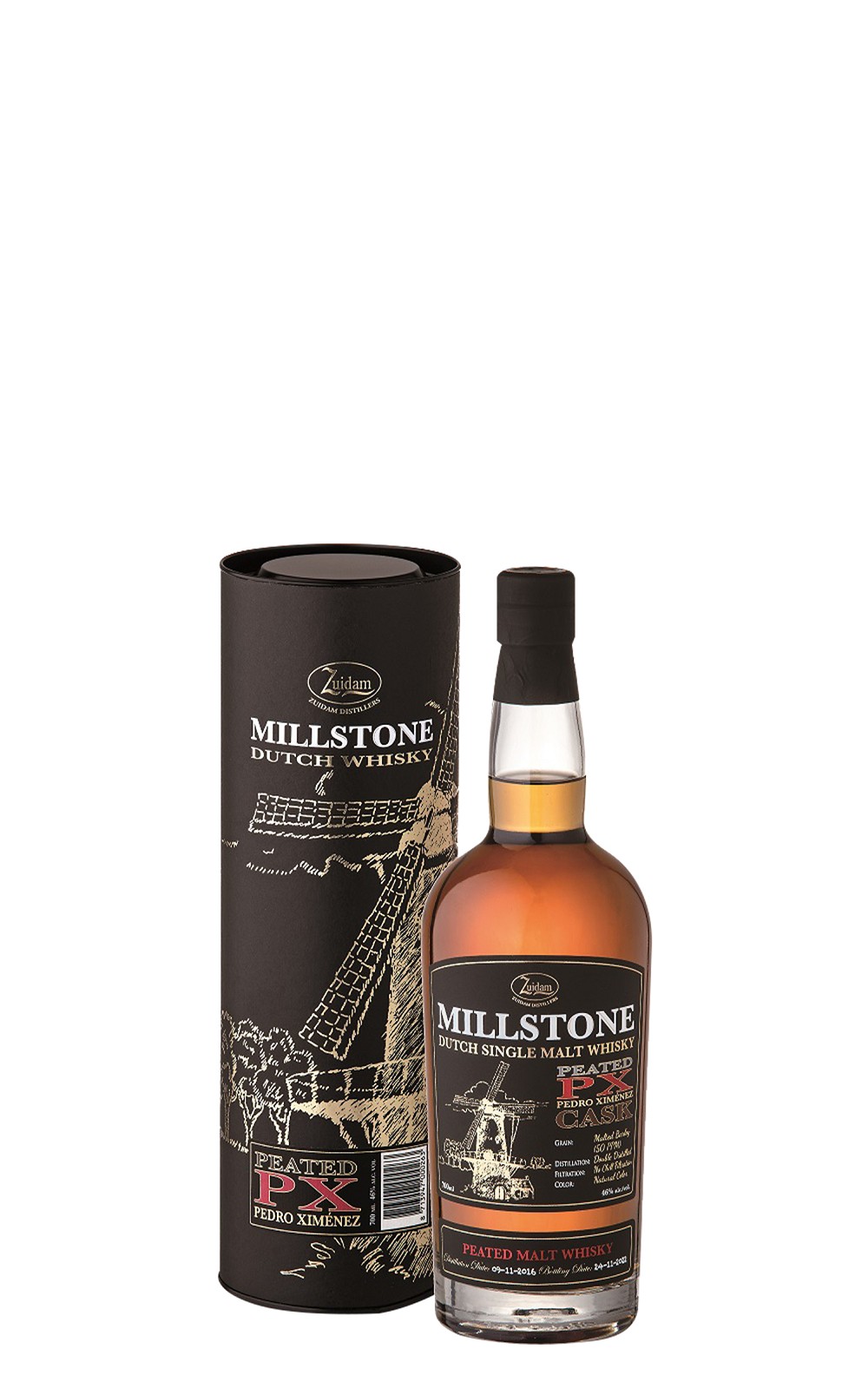Zuidam Distillers Millstone Peated Pedro Ximenez Cask Single Malt Dutch Whisky 贊丹蒸餾廠 米爾登 泥煤PX雪莉桶 單一麥芽荷蘭威士忌