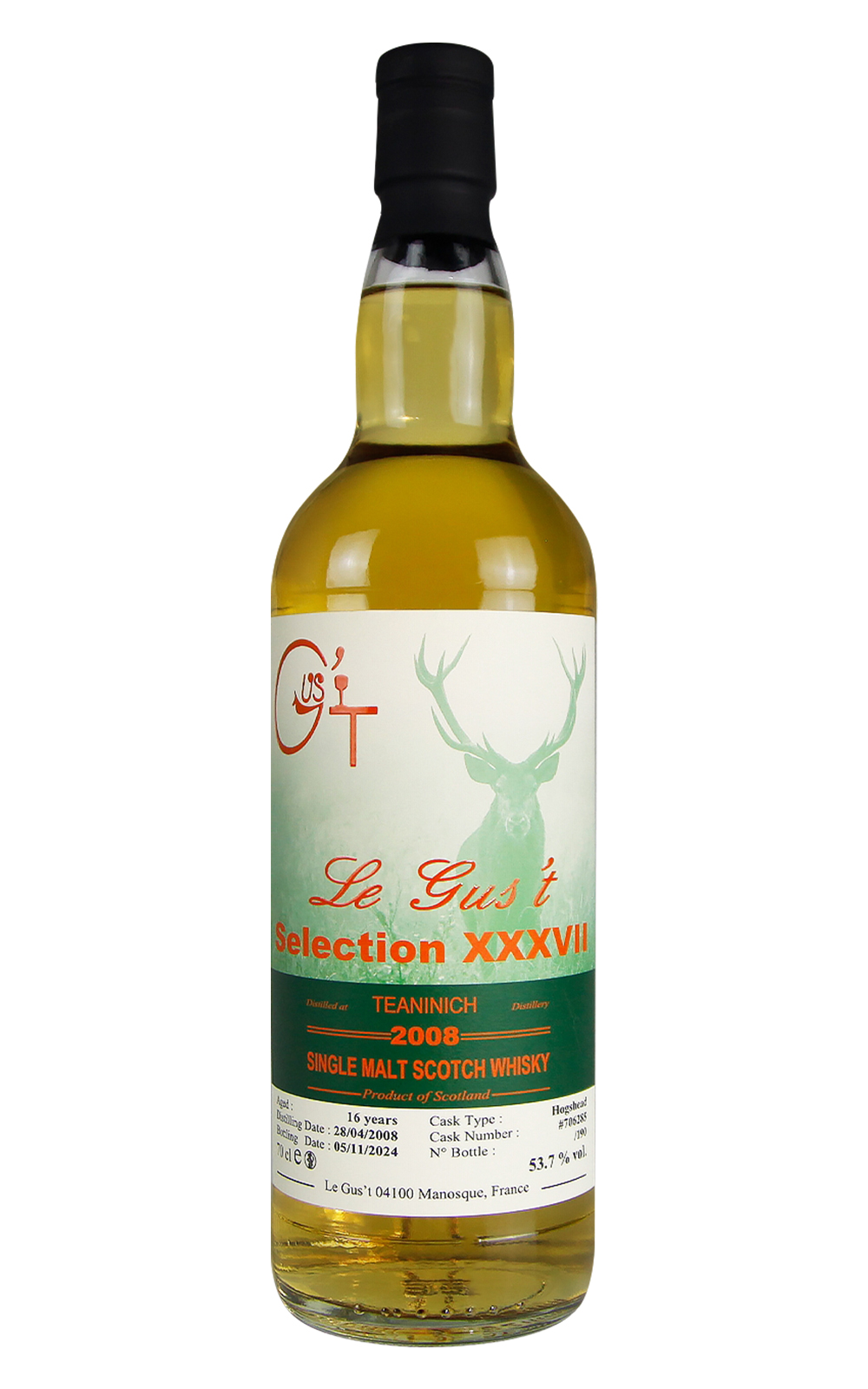 Le Gus t Selection XXXVII Teaninich 2008 16 Years Single Malt Scotch Whisky 古斯獨立裝瓶商 37號 帝尼尼 2008 16年 單一麥芽蘇格蘭威士忌