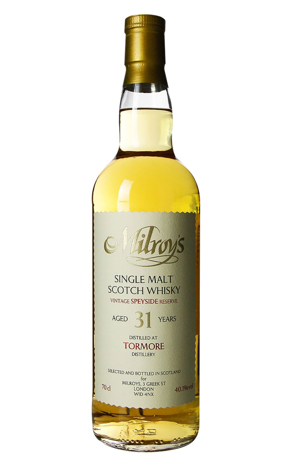 Milroy s of Soho Vintage Reserve Tormore 1992 Aged 31 Years Single Malt Scotch Whisky 米爾羅伊 年份珍藏系列 托摩 1992 31年單一麥芽蘇格蘭威士忌