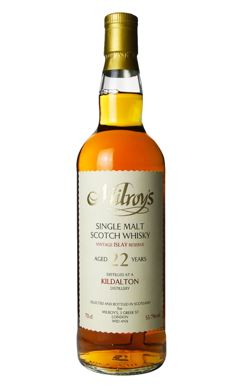 Milroy s of Soho Vintage Reserve Kildalton 2003 Aged 22 Years Islay Single Malt Scotch Whisky 米爾羅伊 年份珍藏系列 基道爾頓 2003 22年 艾雷島 單一麥芽蘇格蘭威士忌