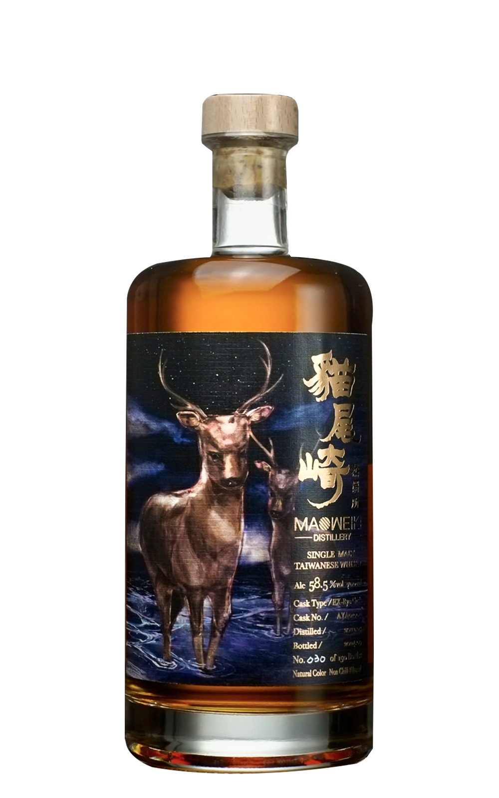 Maoweiki Rusa Unicolor AYA010011 Ex Rye Cask Single Malt Taiwanese Whisky 貓尾崎蒸溜所 原生系列 台灣水鹿 AYA010011 裸麥單桶 單一麥芽台灣威士忌