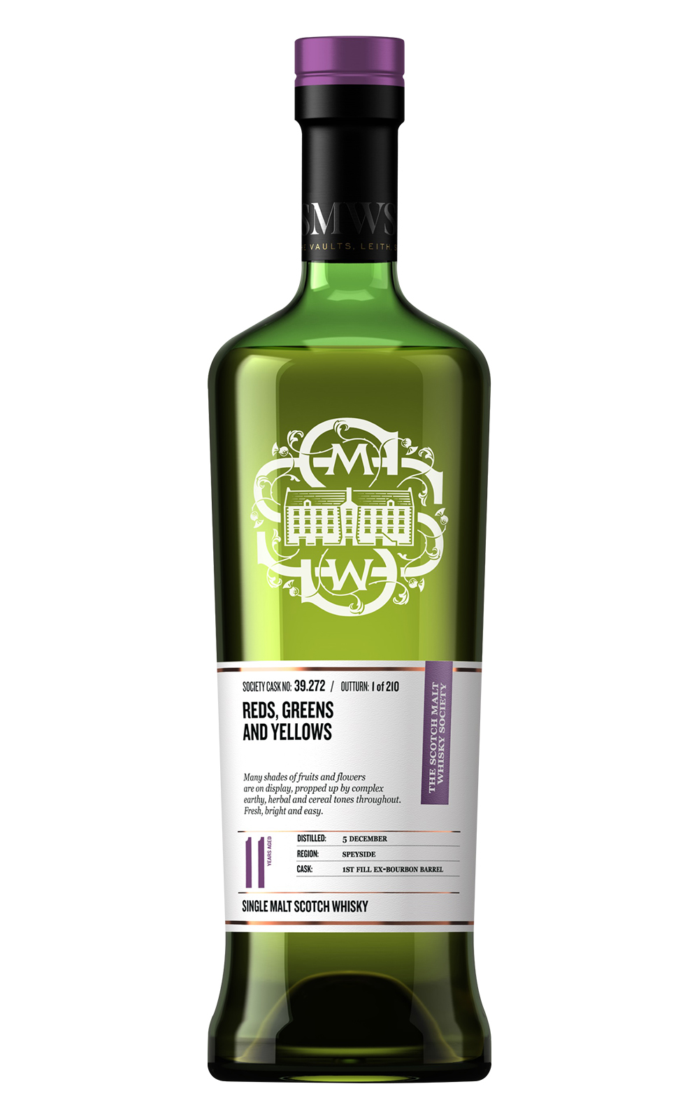 The Scotch Malt Whisky Society Reds Greens and Yellows 2011 39 272 Aged 11 Years Single Malt Scotch Whisky 蘇格蘭麥芽威士忌協會 紅綠黃 2011 39 272 11年 單一麥芽蘇格蘭威士忌
