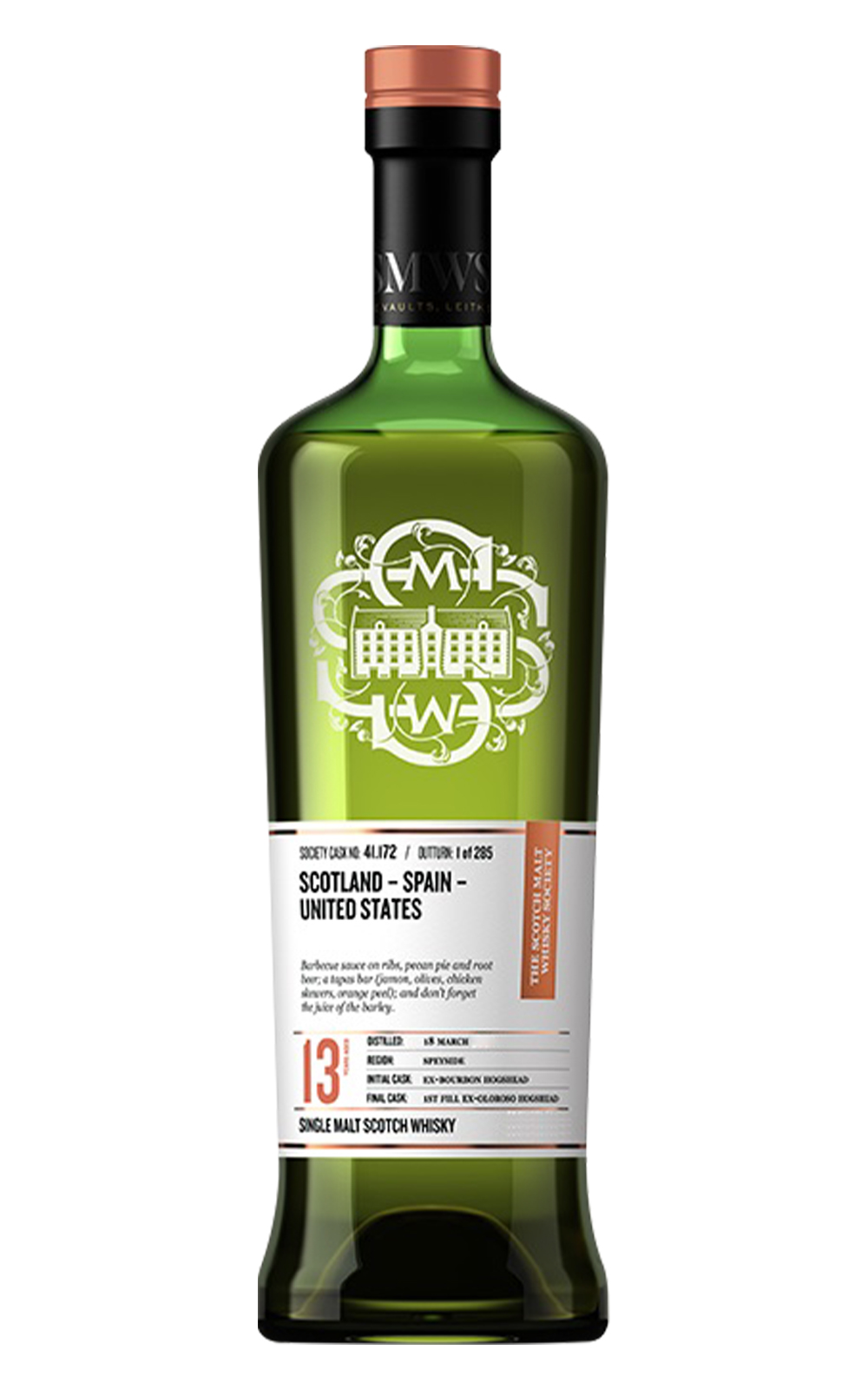 The Scotch Malt Whisky Society Scotland Spain United States 2010 41 172 Aged 13 Years Single Malt Scotch Whisky 蘇格蘭麥芽威士忌協會 蘇格蘭 西班牙 美國 2010 41 172 13年 單一麥芽蘇格蘭威士忌