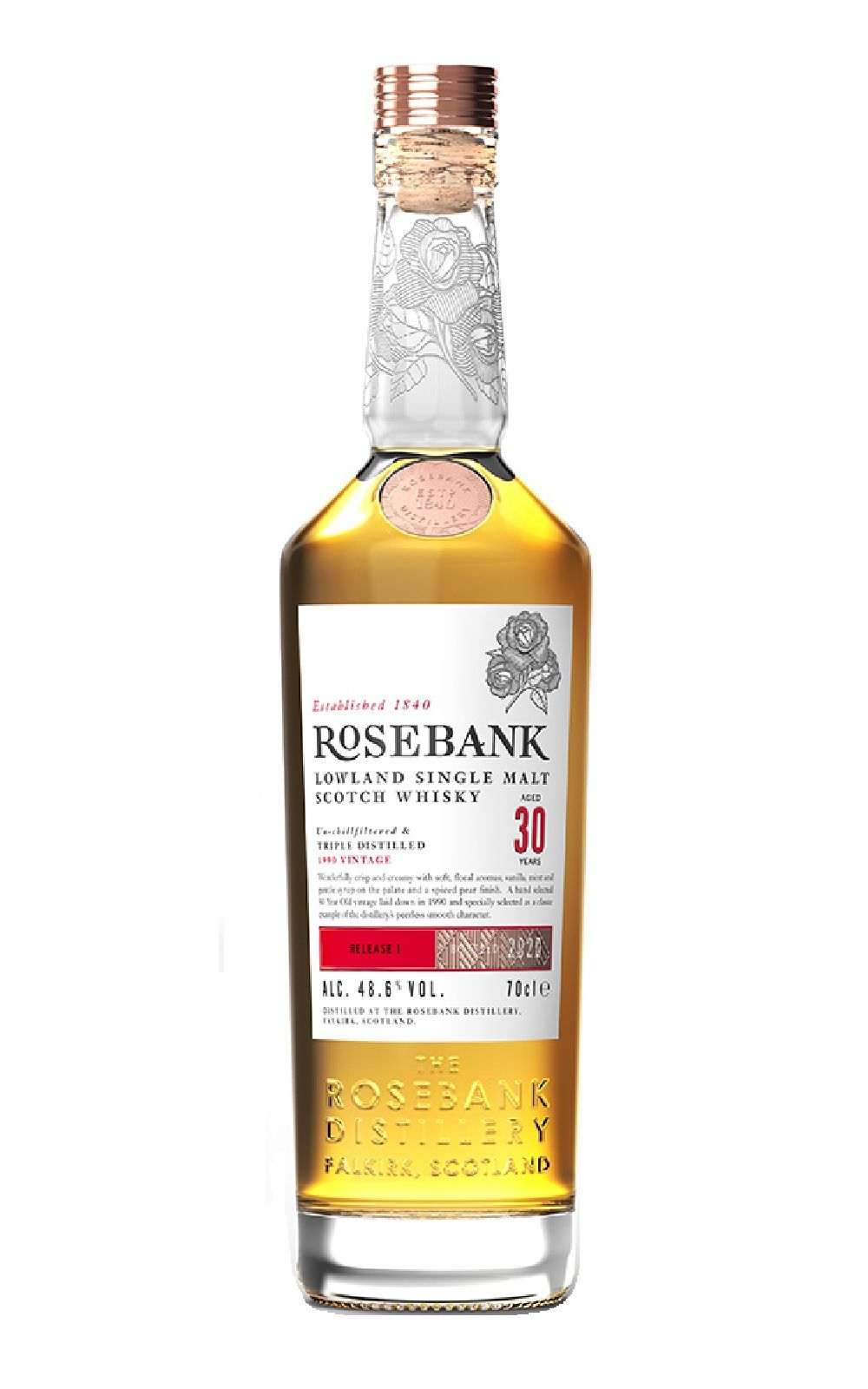 Rosebank Distillery Aged 30 Years Lowland Single Malt Scotch Whisky Release 1 玫瑰河畔蒸餾廠 30年低地單一麥芽蘇格蘭威士忌 第一版