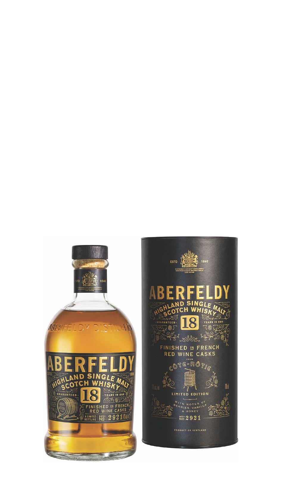 Aberfeldy 18 Years Cote Rotie Red Wine Cask Finish Highland Single Malt Scotch Whisky 艾柏迪 18年羅第丘紅酒桶過桶 高地單一麥芽蘇格蘭威士忌