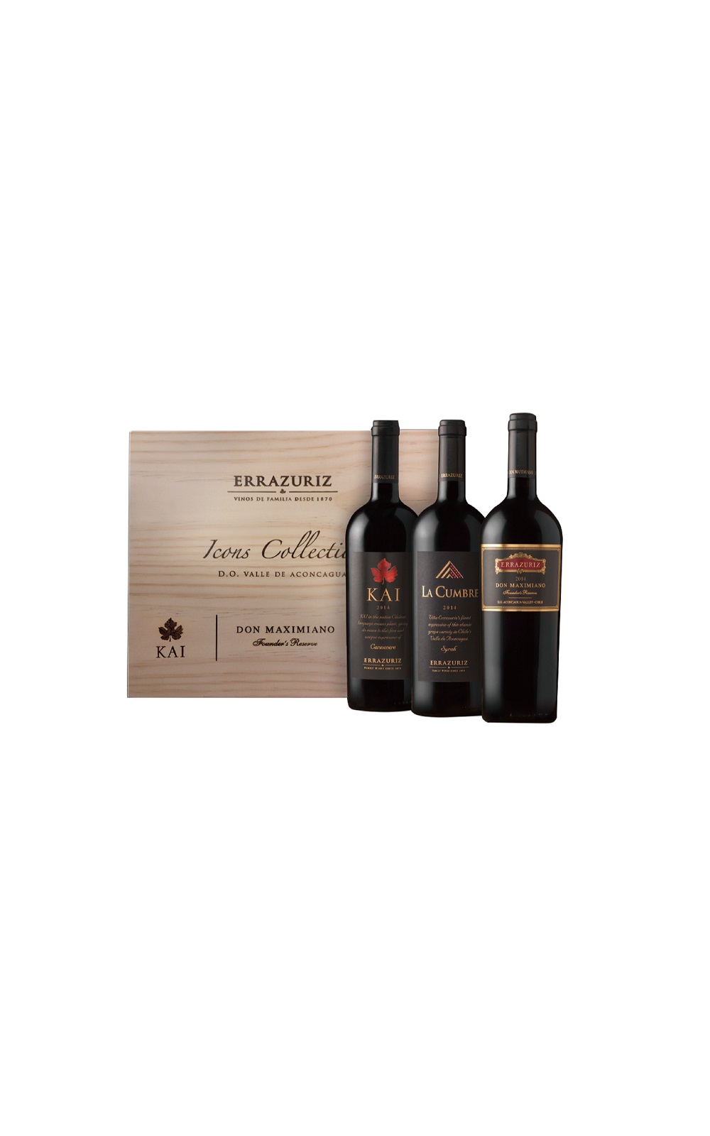 Vina Errazuriz Icons Selection Wooden Box NV 伊拉蘇酒莊 伊拉蘇極品佳釀系列三入木箱組