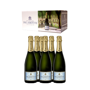 Champagne Delamotte-Delamotte Brut Six Bottle + Champagne Glass Set