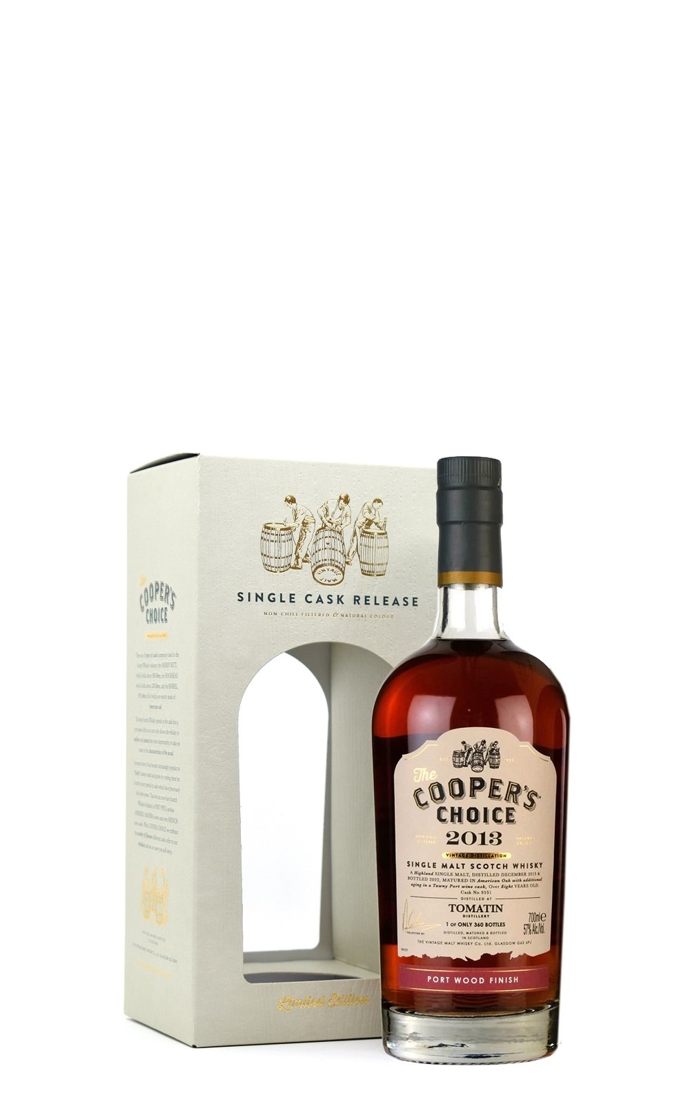 The Cooper s Choice Tomatin 2013 8 Years 9531 Port Wood Finish Single Malt Scotch Whisky 酷選大師 湯瑪町 2013 茶色波特桶 8年單一麥芽蘇格蘭威士忌