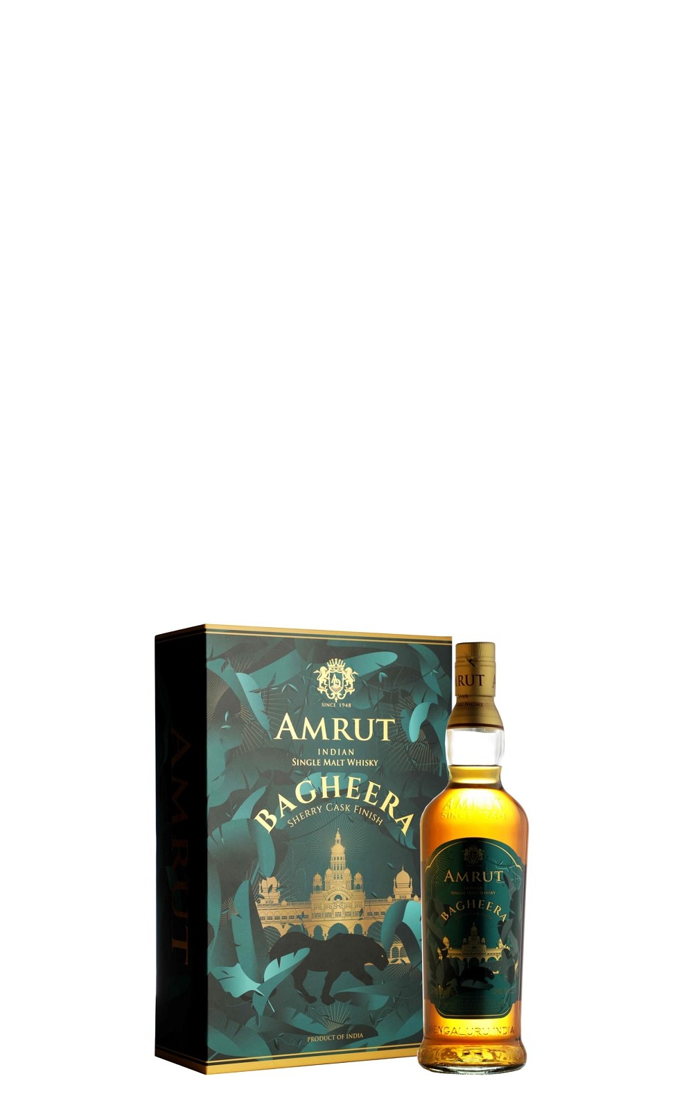 Amrut Bagheera Sherry Cask Finish Indian Single Malt Whisky Gift Set With Two Glasses 雅沐特蒸餾廠 黑豹雪莉 單一麥芽威士忌 附雙威杯禮盒組