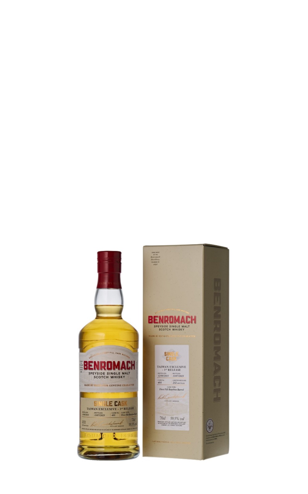 Benromach 2013 Single Cask 493 3rd Release Bourbon Cask Single Malt Scotch Whisky 百樂門 2013單桶 493 第三批次 波本桶 單一麥芽蘇格蘭威士忌