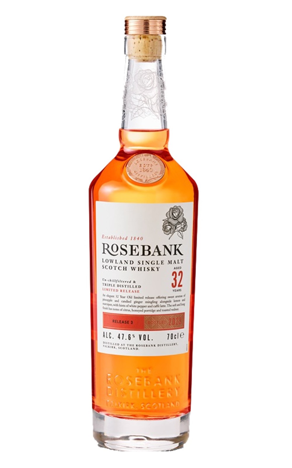 Rosebank Distillery Aged 32 Years Lowland Single Malt Scotch Whisky 玫瑰河畔蒸餾廠 32年低地單一麥芽蘇格蘭威士忌