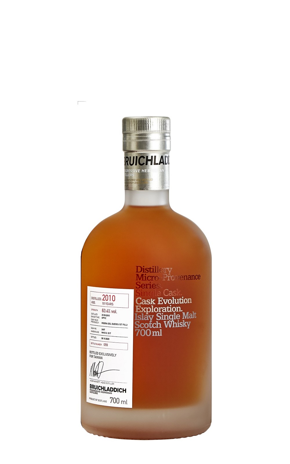 Bruichladdich Distillery Micro Provenance Series Ribera Del Duero Cask 2010 Single Cask lsay Single Malt Scotch Whisky 布萊迪蒸餾廠 微風土系列 西班牙紅酒桶 2010 單桶 艾雷島單一麥芽蘇格蘭威士忌