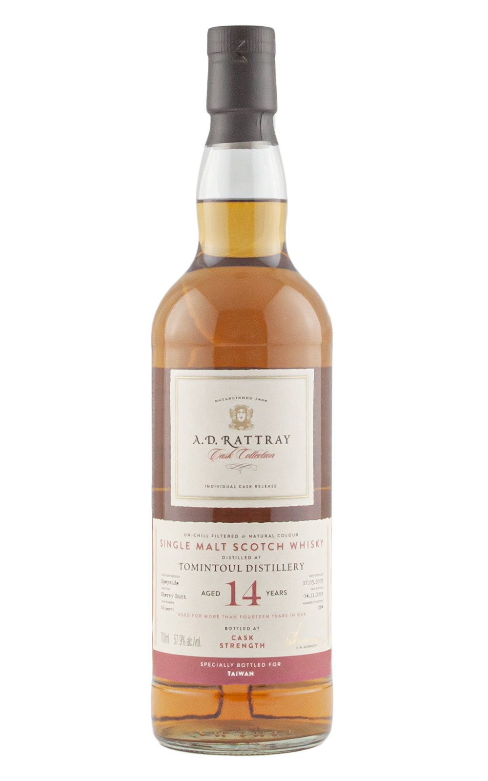 A D Rattray Tomintoul 2005 16 Sherry Cask 14 Year Old Single Malt Scotch Whisky 拉特瑞獨立裝瓶廠 都明多 2005 16 特獻台灣雪莉桶 14年單一麥芽威士忌