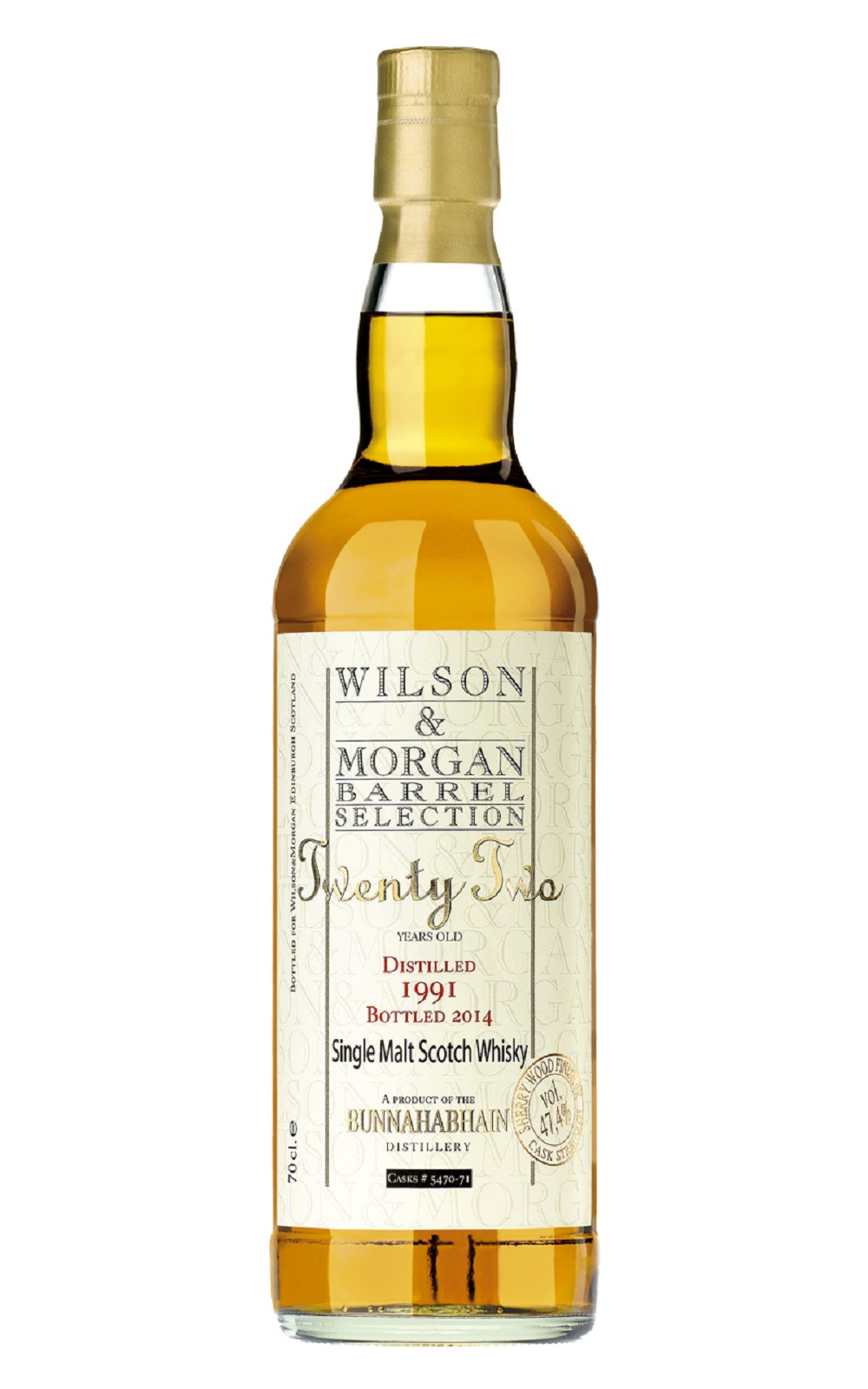 Wilson Morgan Barrel Selection Bunnahabhain 1991 22 Years Sherry Wood Finish PX Cask Strength Single Malt Scotch Whisky 威爾森 x 摩根獨立裝瓶廠 布納哈本 1991 22年PX桶 單一麥芽蘇格蘭威士忌原酒