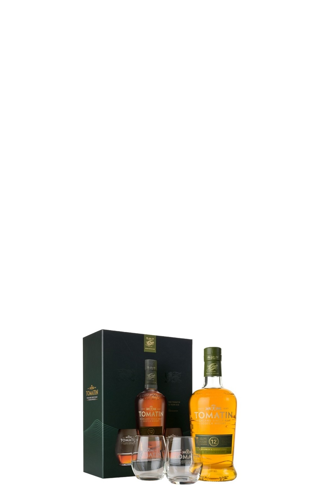 Tomatin Distillery 12 Years Highland Single Malt Scotch Whisky Gift Box With 2 Glasses 湯瑪町酒廠 12年單一麥芽蘇格蘭威士忌禮盒 附兩只威杯