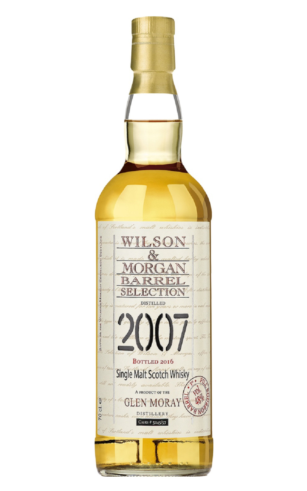 Wilson Morgan Barrel Selection Glen Moray 2007 1st Fill Bourbon Barrel Single Malt Scotch Whisky 威爾森 x 摩根獨立裝瓶廠 格蘭莫雷 2007 波本桶 單一麥芽蘇格蘭威士忌