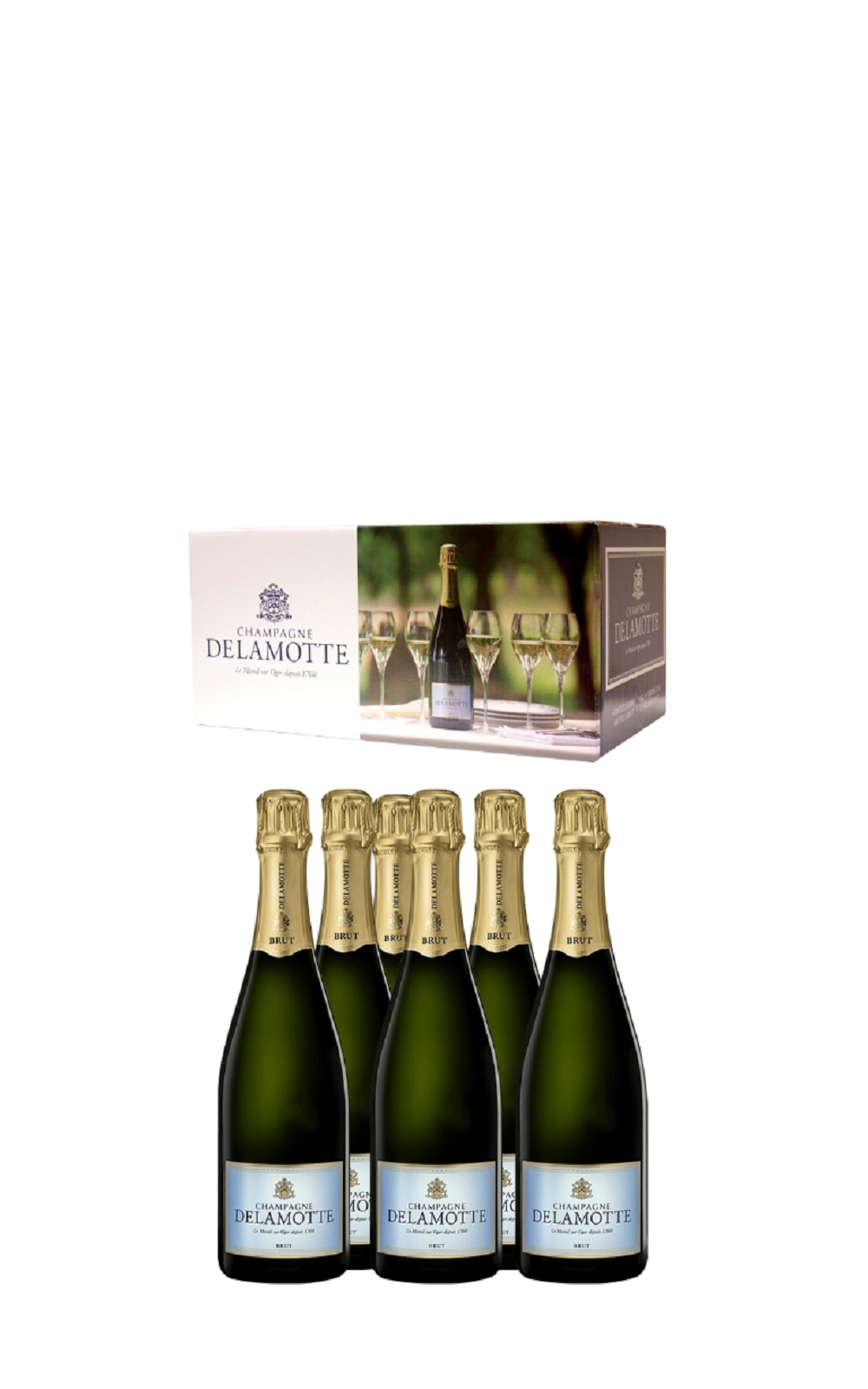 Champagne Delamotte Delamotte Brut Six Bottle Champagne Glass Set NV 黛拉夢香檳 Delamotte 六瓶組加贈 六入原廠香檳杯組