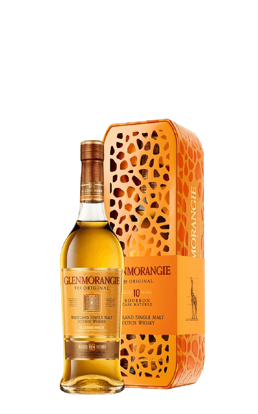 Glenmorangie The Original Aged 10 Years Highland Single Malt Scotch Whisky Giraffe Gift Pack 格蘭傑蒸餾廠 經典格蘭傑 10年單一麥芽蘇格蘭威士忌 長頸鹿鐵盒特別版