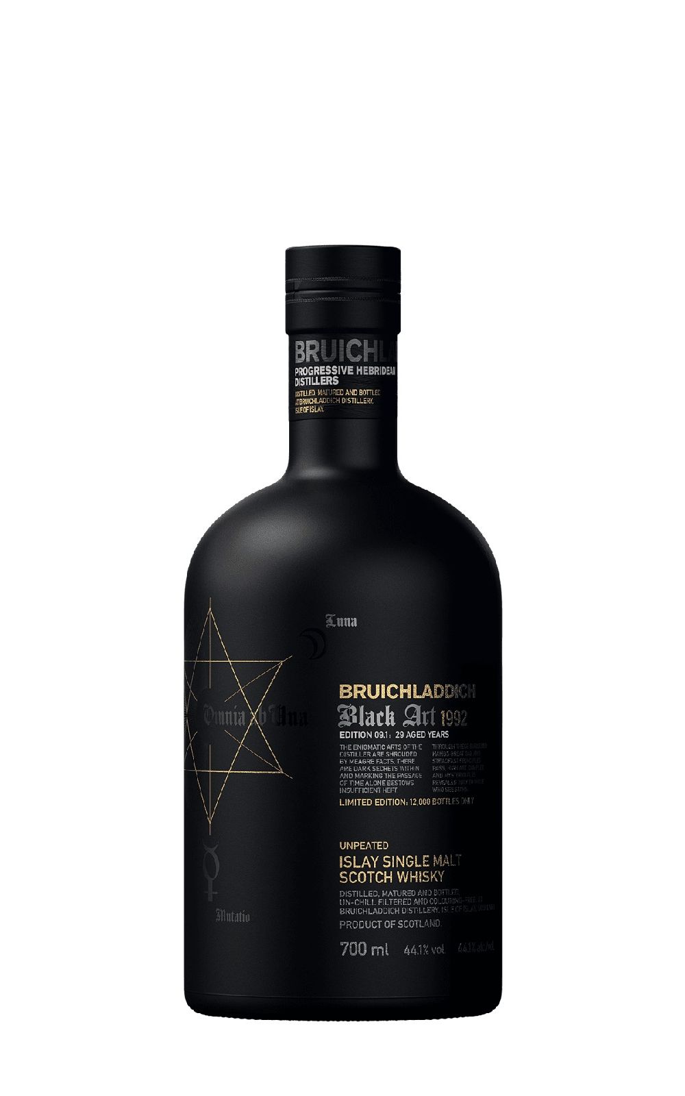 Bruichladdich Distillery Black Art 1992 Edition 09 1 29 Aged Years Unpeated Islay Single Malt Scotch Whisky 布萊迪蒸餾廠 黑色藝術系列 1992 版本 09 1 29年 無泥煤艾雷島單一麥芽蘇格蘭威士忌